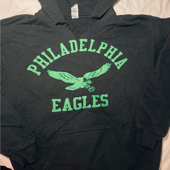 Gray Kids Eagles Hoodie with Green Lettering - Picture 1 of 6